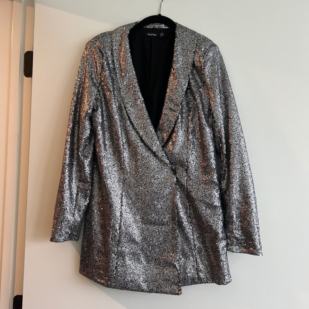 Metallic boyfriend blazer